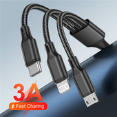 Καλώδιο φόρτισης 3Α 3 σε 1 Γρήγορος φορτιστής Micro USB Type-C Καλώδιο φόρτισης πολλαπλών θυρών USB για iPhone Huawei Samsung καλώδιο φόρτισης