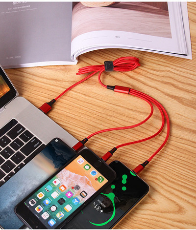 Καλώδιο φόρτισης 3Α 3 σε 1 Γρήγορος φορτιστής Micro USB Type-C Καλώδιο φόρτισης πολλαπλών θυρών USB για iPhone Huawei Samsung καλώδιο φόρτισης