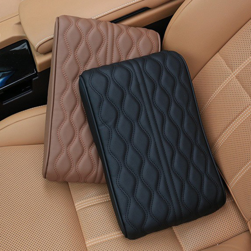 Automobilio centrinis porankis Pad Wave Siuvinėjimas PU Odinis Automobilio Porankis Kilimėlis Centrinė Konsolė Porankio Apsauginė Pagalvėlė Pakelkite Porankį