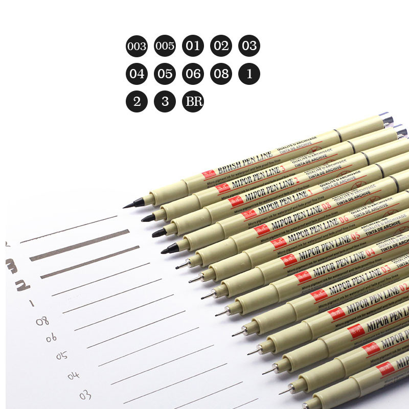 1 tk Manga markerid pliiatsid Nõel Art Pliiats Pigmentvooder Kiiresti kuivav veekindel joonistuskunst Joonistus Maalipintsel Koolitarbed