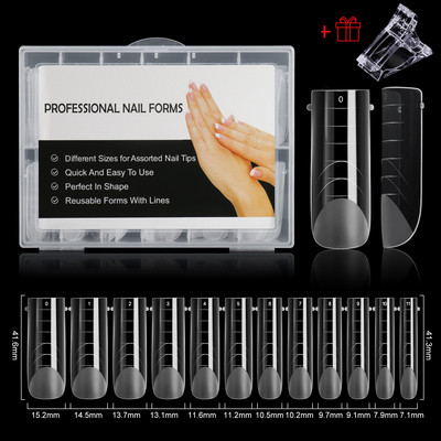 48/60/120db Felsőrész Dual Nail Forma French False Tips Extension System UV Poly Nails akril gél DIY körömdíszítő művészi forma