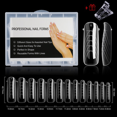 48/60/120db Felsőrész Dual Nail Forma French False Tips Extension System UV Poly Nails akril gél DIY körömdíszítő művészi forma