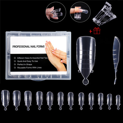 48/60/120db Felsőrész Dual Nail Forma French False Tips Extension System UV Poly Nails akril gél DIY körömdíszítő művészi forma