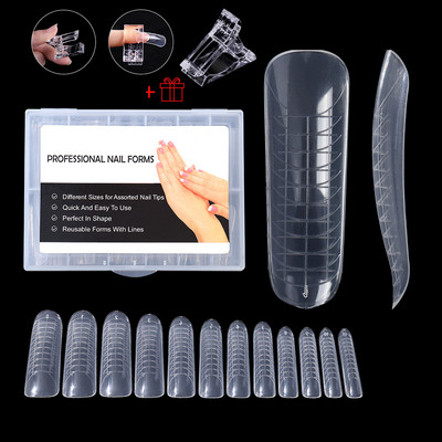 48/60/120db Felsőrész Dual Nail Forma French False Tips Extension System UV Poly Nails akril gél DIY körömdíszítő művészi forma