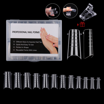 48/60/120db Felsőrész Dual Nail Forma French False Tips Extension System UV Poly Nails akril gél DIY körömdíszítő művészi forma