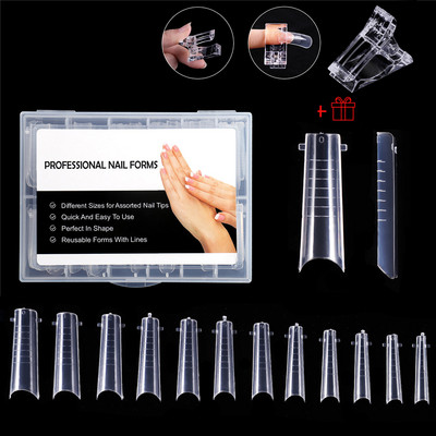 48/60/120db Felsőrész Dual Nail Forma French False Tips Extension System UV Poly Nails akril gél DIY körömdíszítő művészi forma