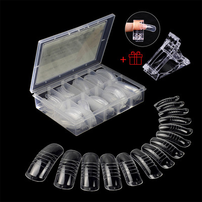 48/60/120db Felsőrész Dual Nail Forma French False Tips Extension System UV Poly Nails akril gél DIY körömdíszítő művészi forma