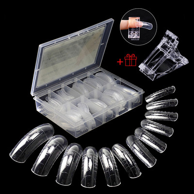 48/60/120db Felsőrész Dual Nail Forma French False Tips Extension System UV Poly Nails akril gél DIY körömdíszítő művészi forma