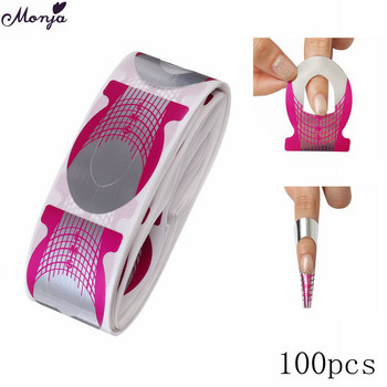 Monja 100Pcs/20pcs Nail Art Nail Forms Френски нокти UV Gel Stamping Extension Building Shape Guide Мухъл Инструменти за маникюр