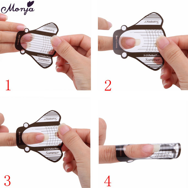 Monja 100 buc/20 buc forme de unghii pentru arta unghiilor, gel UV pentru ștanțare, extensie pentru ștanțare, ghidare pentru forma de clădire, instrumente de manichiură