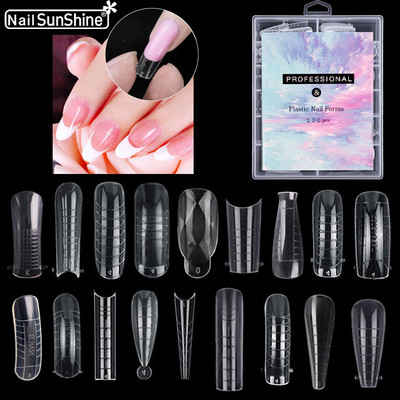 Двойни пластмасови форми за нокти Фалшиви накрайници за ноктопластика за удължаване с гел Акрилни форми за нокти Професионални стилизиращи аксесоари Инструменти за маникюр