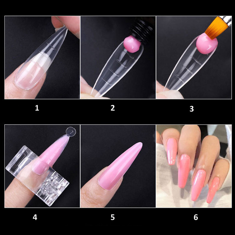 Dvostruki plastični oblici za nokte Lažni nail art savjeti za produžavanje gelom Akrilni kalupi za nokte Profesionalni dodaci za stiliziranje Alati za manikuru