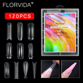 FlorVida 100 buc Kit plastic pentru unghii false Art Dual Form French Tips Poly Gel Extension Mode Acrilic Manichiura Set de accesorii