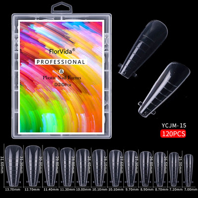 FlorVida 100 buc Kit plastic pentru unghii false Art Dual Form French Tips Poly Gel Extension Mode Acrilic Manichiura Set de accesorii