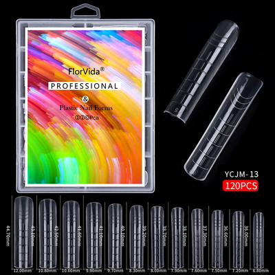 FlorVida 100 buc Kit plastic pentru unghii false Art Dual Form French Tips Poly Gel Extension Mode Acrilic Manichiura Set de accesorii