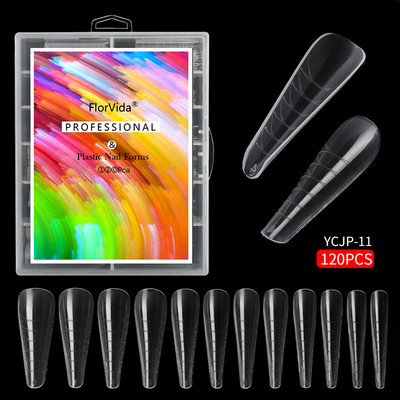 FlorVida 100 buc Kit plastic pentru unghii false Art Dual Form French Tips Poly Gel Extension Mode Acrilic Manichiura Set de accesorii