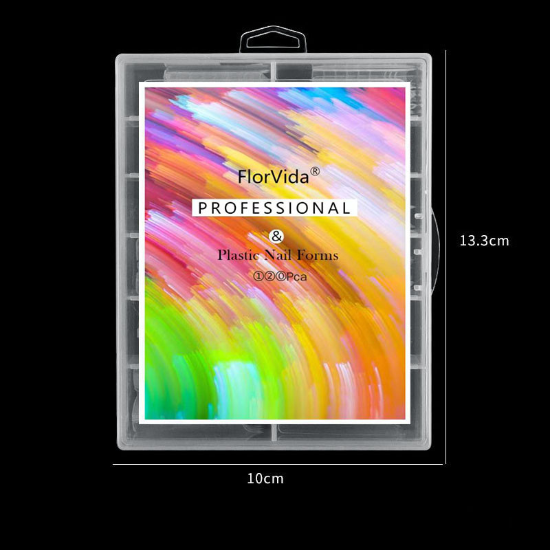 FlorVida 100 buc Kit plastic pentru unghii false Art Dual Form French Tips Poly Gel Extension Mode Acrilic Manichiura Set de accesorii