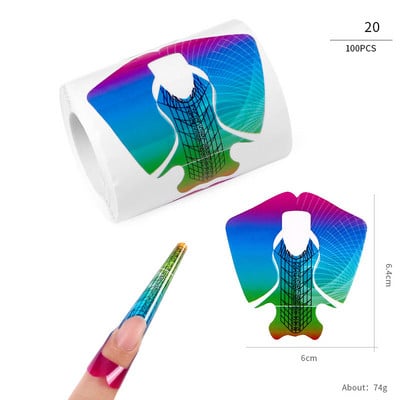 100 db Akril körömdíszítési tippek hosszabbító forma útmutató szalag Professzionális UV gél műköröm francia matrica forma stencil manikűr eszköz