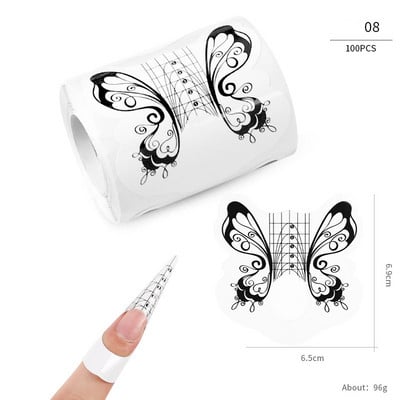 100 db Akril körömdíszítési tippek hosszabbító forma útmutató szalag Professzionális UV gél műköröm francia matrica forma stencil manikűr eszköz