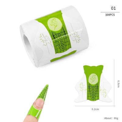100 db Akril körömdíszítési tippek hosszabbító forma útmutató szalag Professzionális UV gél műköröm francia matrica forma stencil manikűr eszköz