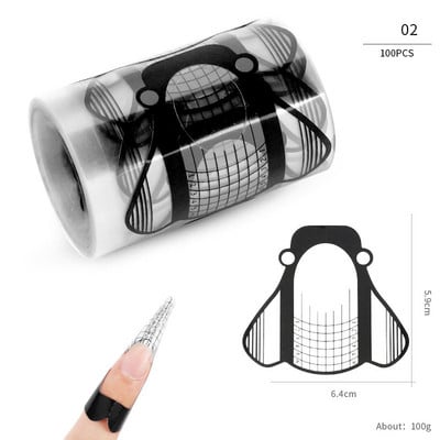 100 db Akril körömdíszítési tippek hosszabbító forma útmutató szalag Professzionális UV gél műköröm francia matrica forma stencil manikűr eszköz