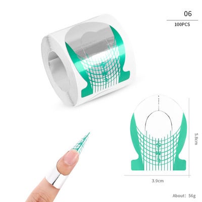 100 db Akril körömdíszítési tippek hosszabbító forma útmutató szalag Professzionális UV gél műköröm francia matrica forma stencil manikűr eszköz