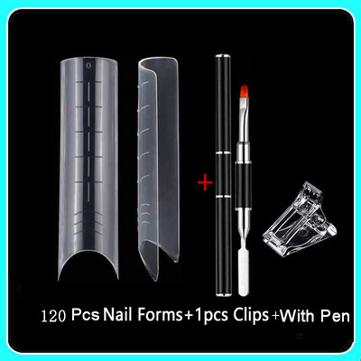 Forme duble Finger Poly UV Gel Quick Building Extension Mold unghii false acrilic Decoration Art Stiletto forme superioare