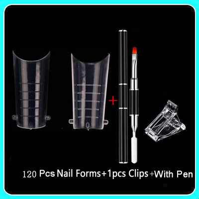 Forme duble Finger Poly UV Gel Quick Building Extension Mold unghii false acrilic Decoration Art Stiletto forme superioare