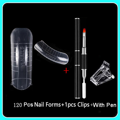 Forme duble Finger Poly UV Gel Quick Building Extension Mold unghii false acrilic Decoration Art Stiletto forme superioare