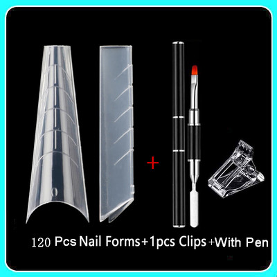 Forme duble Finger Poly UV Gel Quick Building Extension Mold unghii false acrilic Decoration Art Stiletto forme superioare