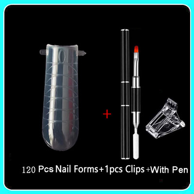 Forme duble Finger Poly UV Gel Quick Building Extension Mold unghii false acrilic Decoration Art Stiletto forme superioare