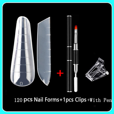 Forme duble Finger Poly UV Gel Quick Building Extension Mold unghii false acrilic Decoration Art Stiletto forme superioare