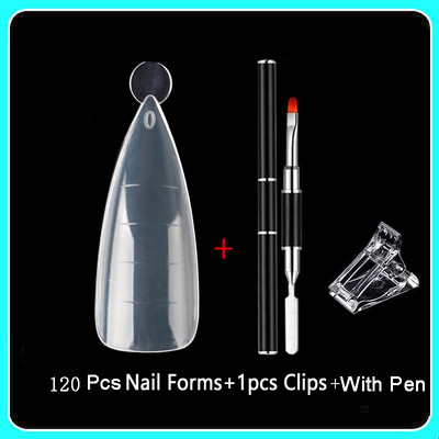 Forme duble Finger Poly UV Gel Quick Building Extension Mold unghii false acrilic Decoration Art Stiletto forme superioare