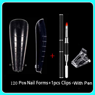 Forme duble Finger Poly UV Gel Quick Building Extension Mold unghii false acrilic Decoration Art Stiletto forme superioare