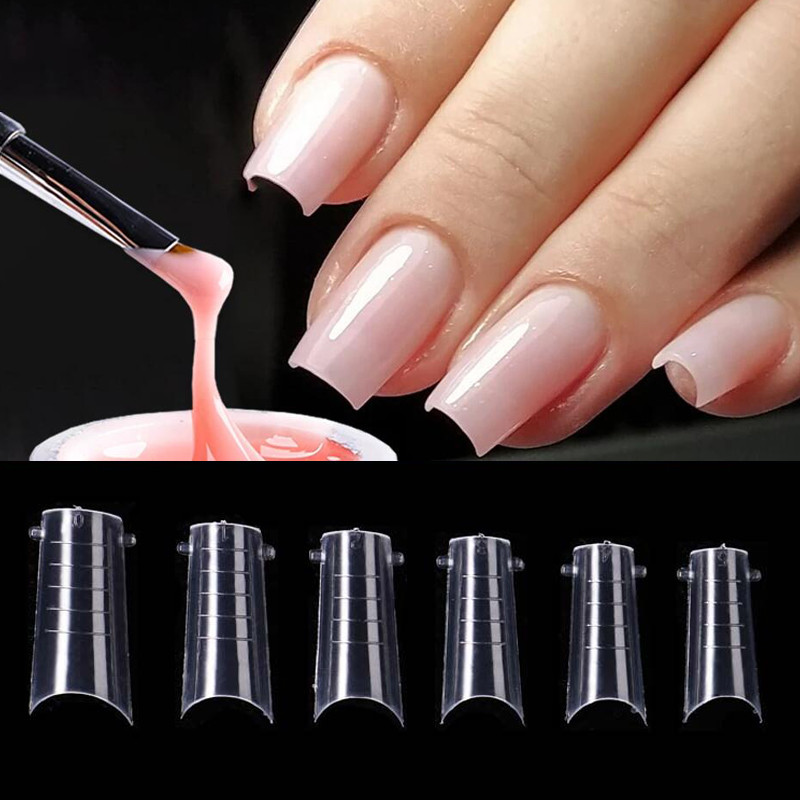 Forme duble Finger Poly UV Gel Quick Building Extension Mold unghii false acrilic Decoration Art Stiletto forme superioare