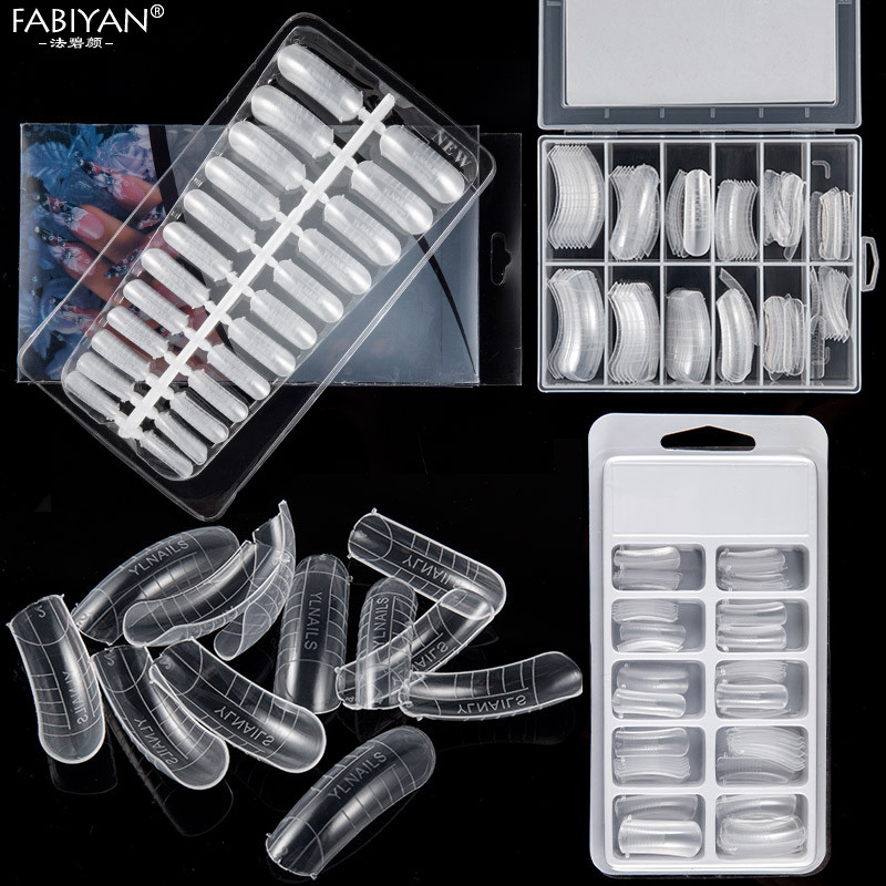 5db Nail Art C ívelt forma hosszabbító tippek francia fólia akril lakk gél UV formatervezési forma újrafelhasználható fém forma manikűr eszköz