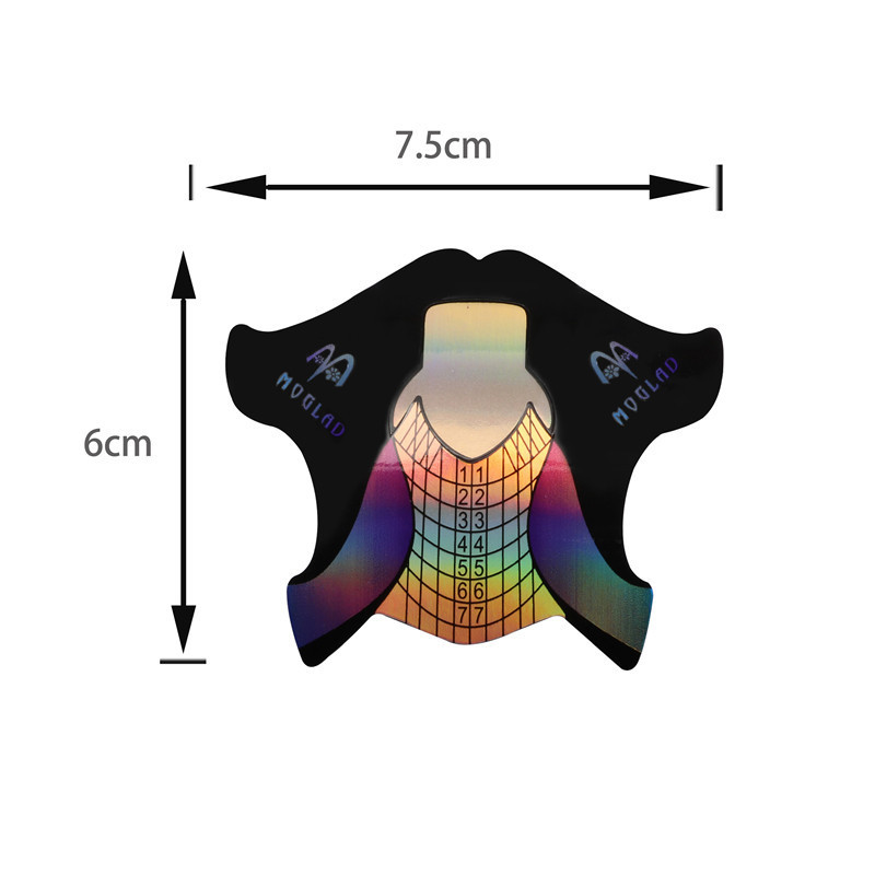 100db Fish Shape Nail Art francia akril UV zselé tippek hosszabbító formák útmutató stencil manikűr eszköz
