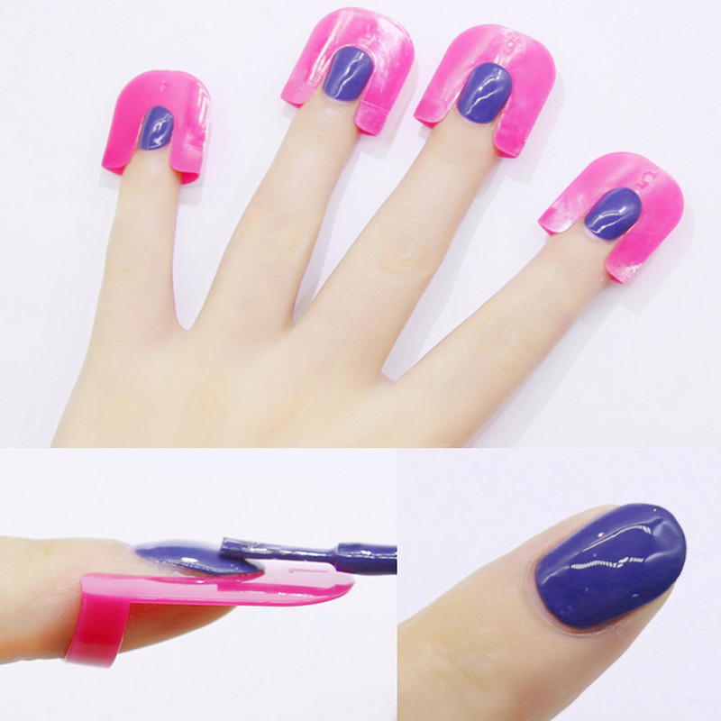 Agrafe de protecție pentru unghii pentru oja de unghii, suport pentru degete de protecție roz, 10 dimensiuni, instrumente de manichiură, 26 buc/aet