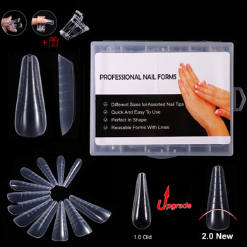 1 Box Clear Dual Forms Nail System Full Cover Επέκταση νυχιών DIY Αξεσουάρ νυχιών Εργαλεία μανικιούρ Γρήγορες συμβουλές για καλούπια τζελ