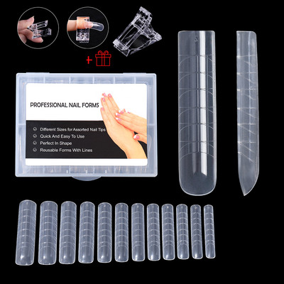 1 cutie Clear Dual Forms Sistem de unghii pentru acoperire completă Extensie pentru unghii DIY Accesorii pentru unghii Unelte pentru manichiură Sfaturi pentru matrițe cu gel de construcție rapidă