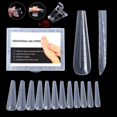 1 cutie Clear Dual Forms Sistem de unghii pentru acoperire completă Extensie pentru unghii DIY Accesorii pentru unghii Unelte pentru manichiură Sfaturi pentru matrițe cu gel de construcție rapidă