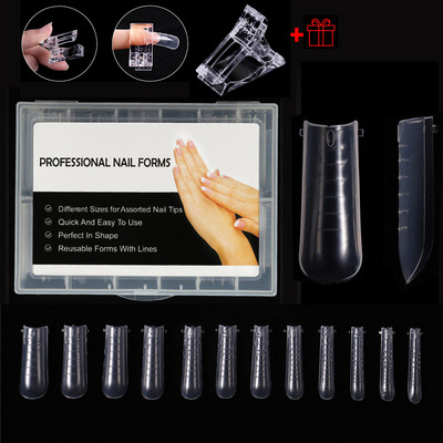 1 cutie Clear Dual Forms Sistem de unghii pentru acoperire completă Extensie pentru unghii DIY Accesorii pentru unghii Unelte pentru manichiură Sfaturi pentru matrițe cu gel de construcție rapidă