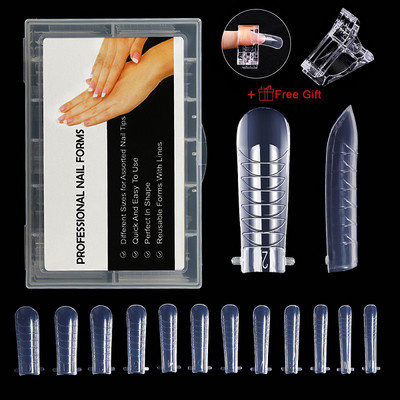 1 cutie Clear Dual Forms Sistem de unghii pentru acoperire completă Extensie pentru unghii DIY Accesorii pentru unghii Unelte pentru manichiură Sfaturi pentru matrițe cu gel de construcție rapidă