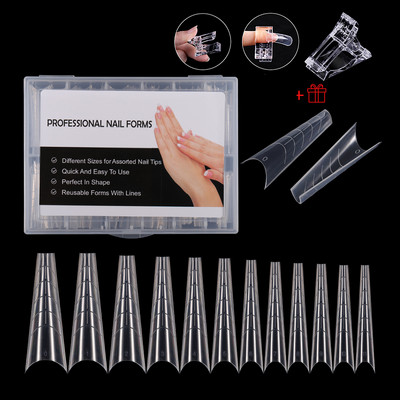 1 cutie Clear Dual Forms Sistem de unghii pentru acoperire completă Extensie pentru unghii DIY Accesorii pentru unghii Unelte pentru manichiură Sfaturi pentru matrițe cu gel de construcție rapidă