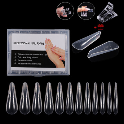 1 cutie Clear Dual Forms Sistem de unghii pentru acoperire completă Extensie pentru unghii DIY Accesorii pentru unghii Unelte pentru manichiură Sfaturi pentru matrițe cu gel de construcție rapidă