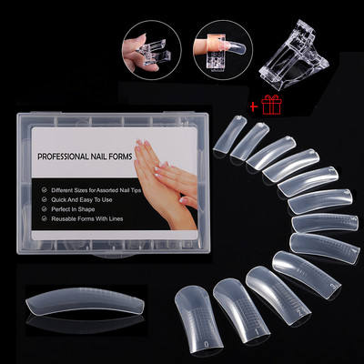 1 cutie Clear Dual Forms Sistem de unghii pentru acoperire completă Extensie pentru unghii DIY Accesorii pentru unghii Unelte pentru manichiură Sfaturi pentru matrițe cu gel de construcție rapidă