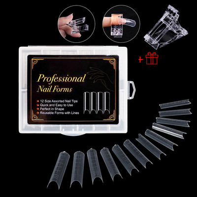 1 cutie Clear Dual Forms Sistem de unghii pentru acoperire completă Extensie pentru unghii DIY Accesorii pentru unghii Unelte pentru manichiură Sfaturi pentru matrițe cu gel de construcție rapidă