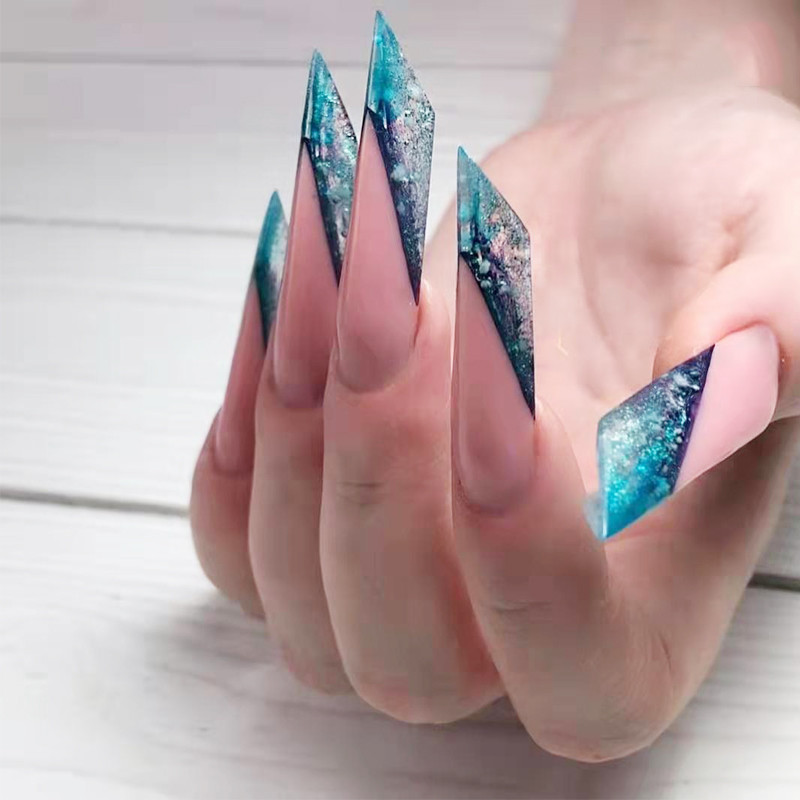 72 buc. Formă dublă pentru unghii, vârfuri pentru unghii false, cu sistem de gel pentru unghii, matriță UV acrilice, pentru extensie pentru arta unghiilor, forme de top.