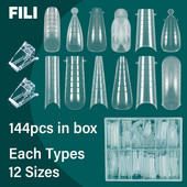 FILI 144/120 buc. Forme duble clare pentru unghii Poli UV Sistem de gel pentru unghii, reutilizabil DIY, matriță de extensie pentru unghii, forma superioară a unghiilor de construcție rapidă