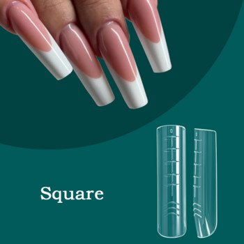 FILI 144/120Pcs Clear Dual Forms Nail Poly UV Nails Gel System Многократна употреба Направи си сам Форма за удължаване на ноктите Бързо изграждане Горна форма на ноктите